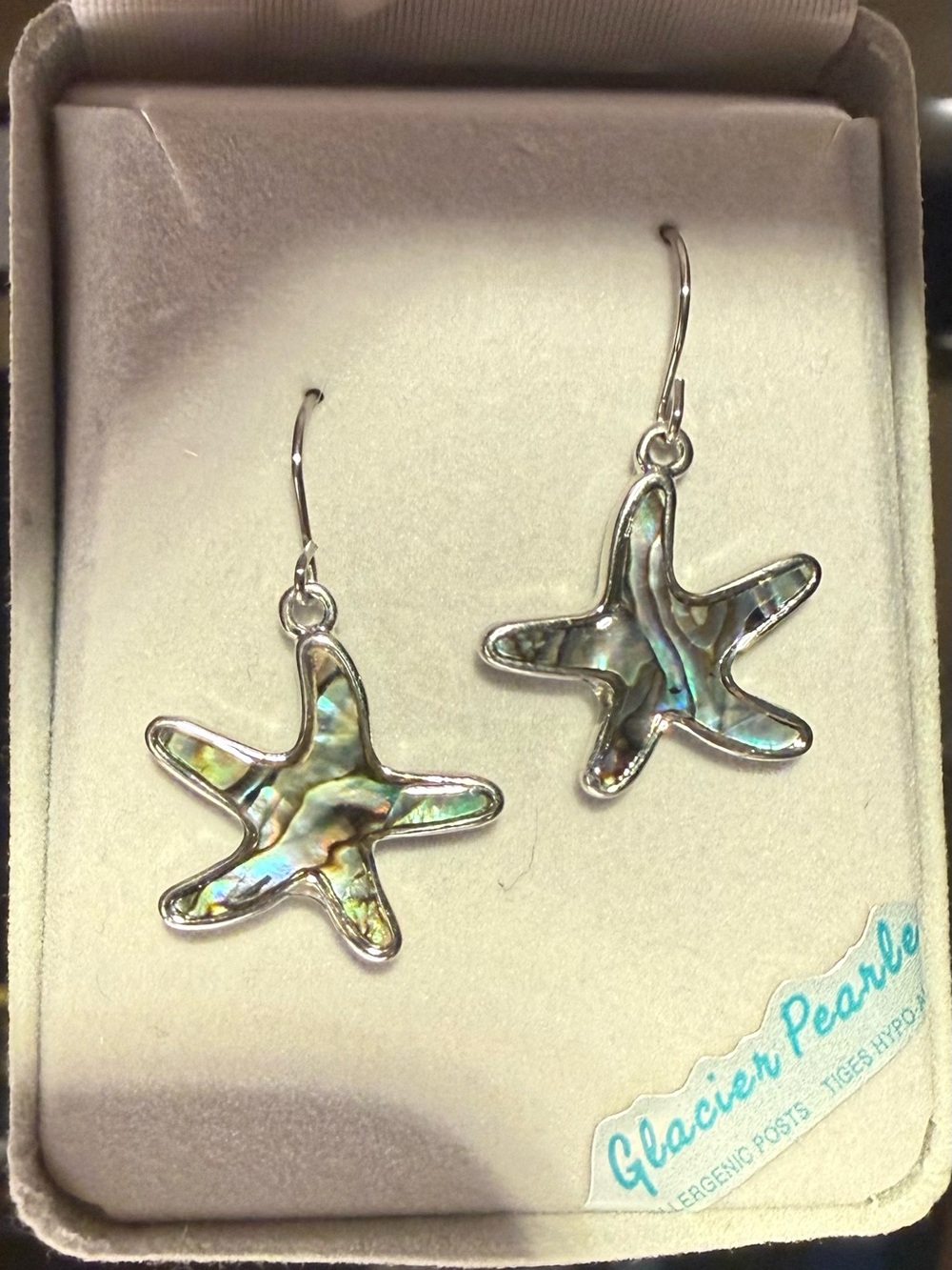 Abalone Starfish Drop Earrings - Iridescent Green